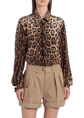 Dolce & Gabbana Leopard Print Silk Blouse at Nordstrom