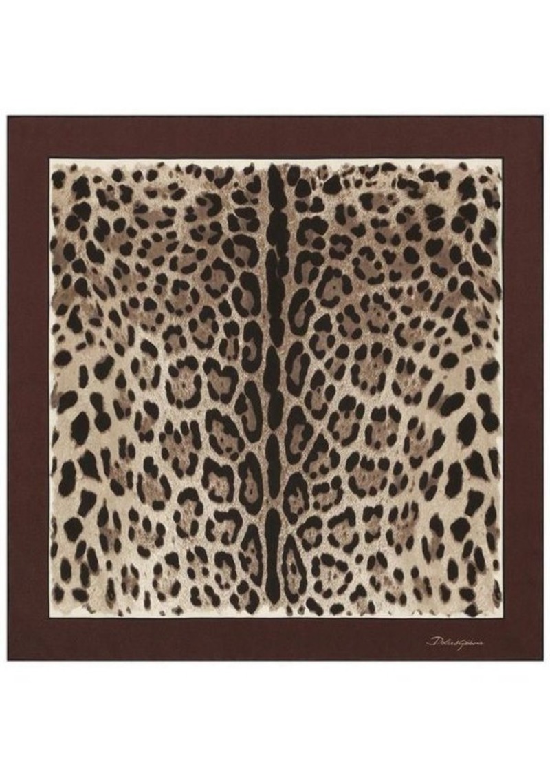 DOLCE & GABBANA Leopard print silk foulard