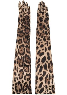 DOLCE & GABBANA Leopard print silk gloves