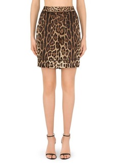 Dolce & Gabbana Leopard Print Stretch Silk Satin Shorts