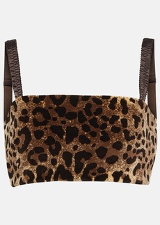 Dolce & Gabbana Leopard-print velvet crop top