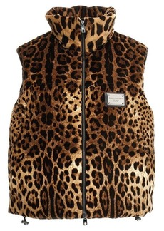 DOLCE & GABBANA Leopard print velvet down vest