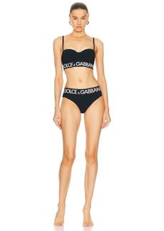 Dolce & Gabbana Logo Band Shoulder Strap Bikini Set