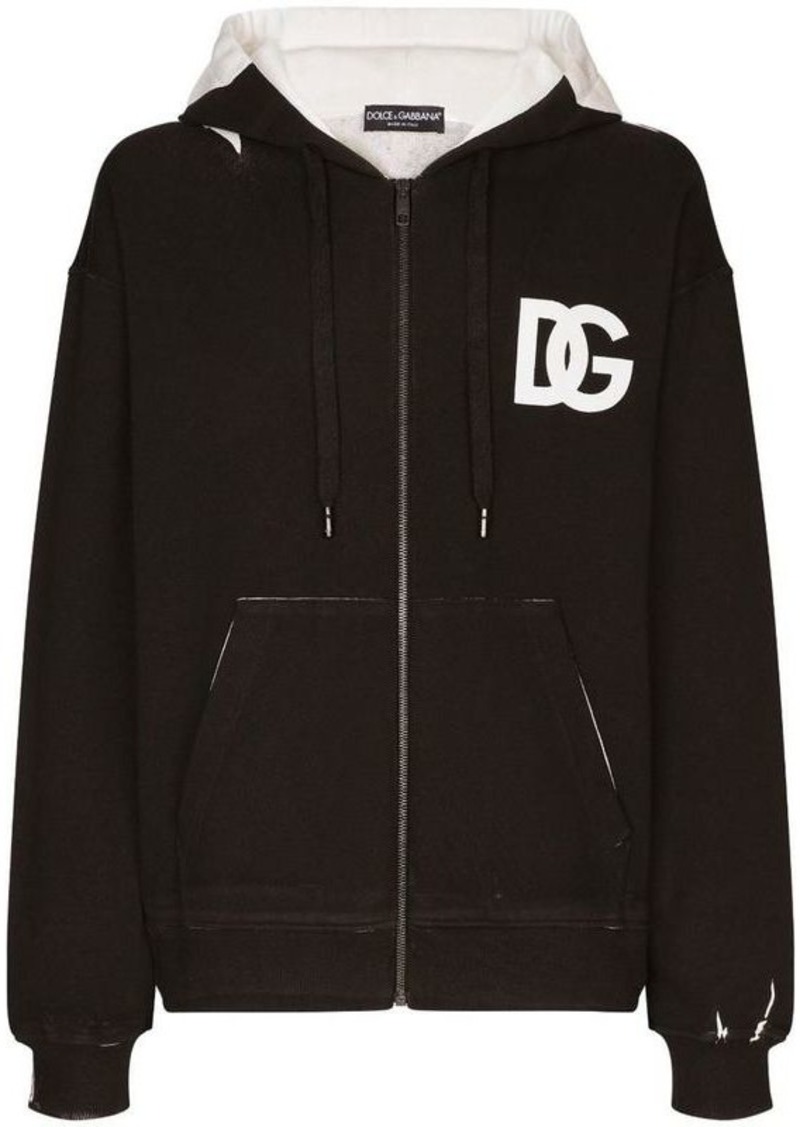 DOLCE & GABBANA Logo cotton zipped hoodie