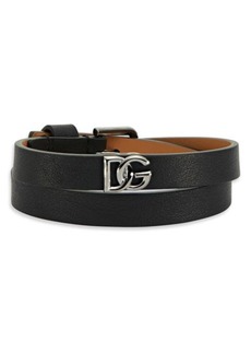 Dolce & Gabbana Logo Double Wrap Leather Bracelet