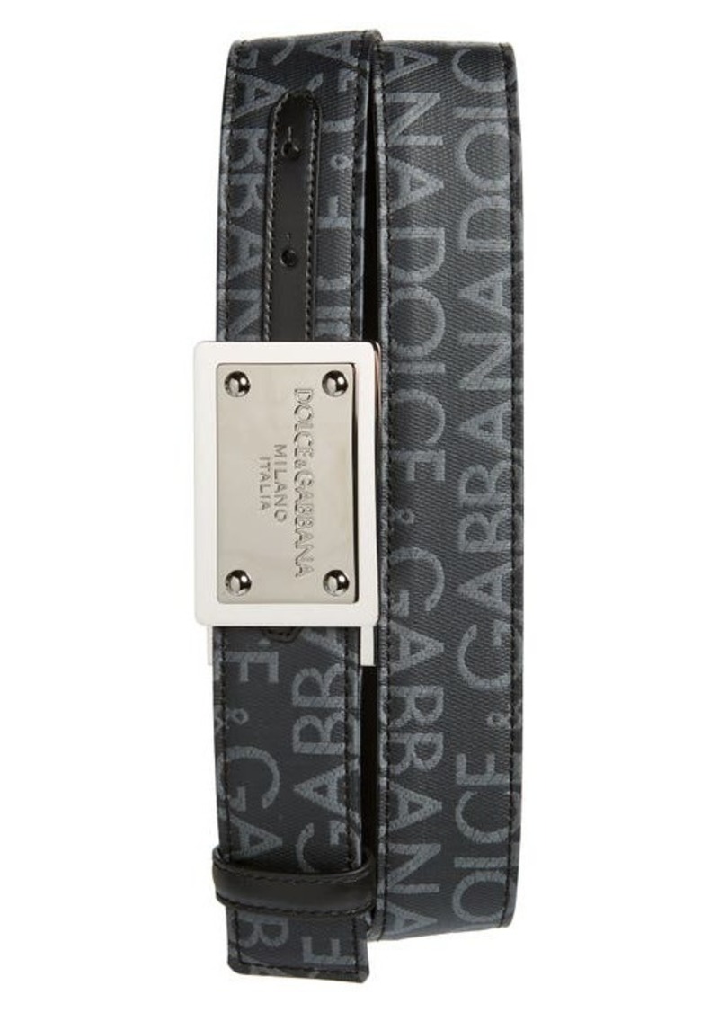 Dolce & Gabbana Logo Jacquard Coated Canvas Belt