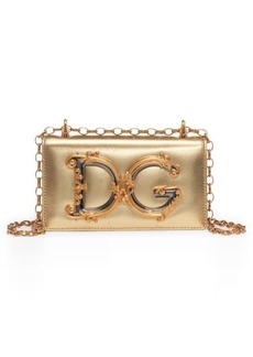 Dolce & Gabbana Logo Metallic Leather Crossbody Bag