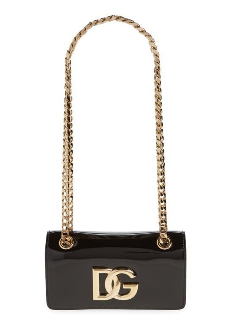 Dolce & Gabbana Logo Polished Calfskin Crossbody Phone Case with Card Holder