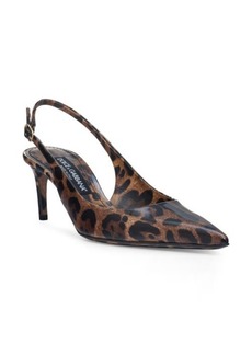 Dolce & Gabbana Lollo Leopard Print Pointed Toe Slingback Pump