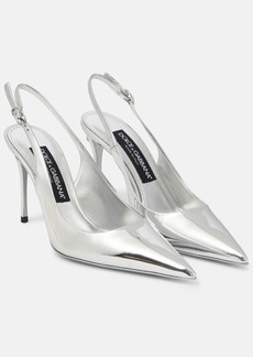 Dolce & Gabbana Lollo mirrored leather slingback pumps