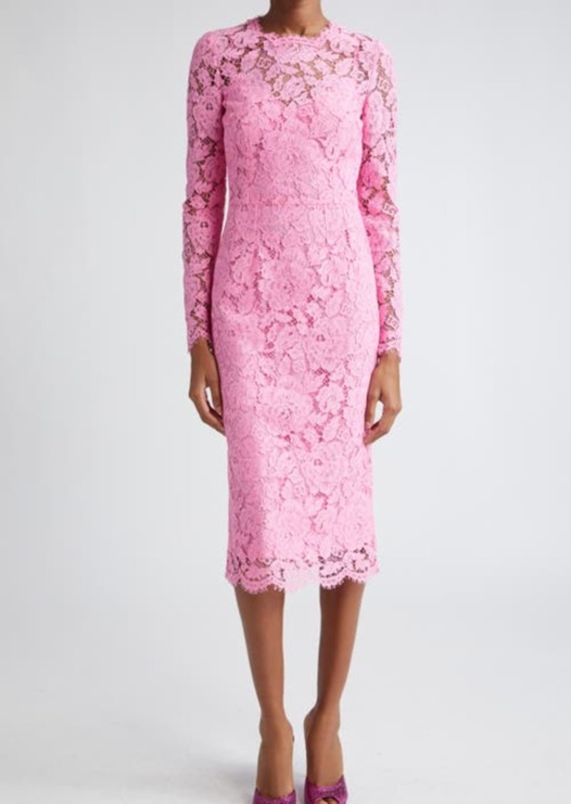 Dolce & Gabbana Long Sleeve Cordonetto Lace Sheath Dress
