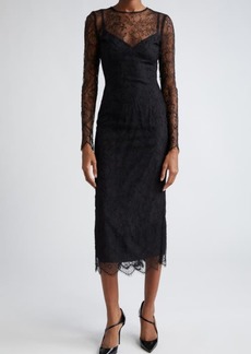 Dolce & Gabbana Long Sleeve Sheer Lace Dress
