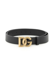 Dolce & gabbana lux leather belt with crossed dg logo