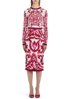 Dolce & Gabbana Majolica Long Sleeve Dress