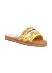 Dolce & Gabbana Majolica Print Espadrille Slide Sandal