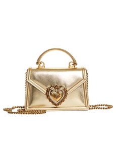 Dolce & Gabbana Mini Devotion Laminated Leather Top Handle Bag