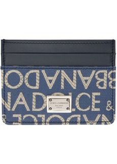 Dolce & Gabbana Navy Coated Jacquard Card Holder