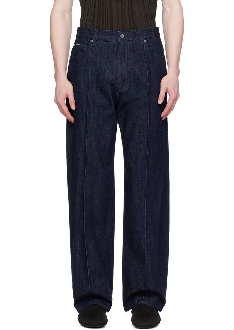 Dolce & Gabbana Navy Pinched Seam Jeans