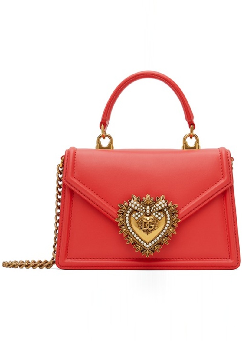 Dolce & Gabbana Orange Small Devotion Top Handle Bag