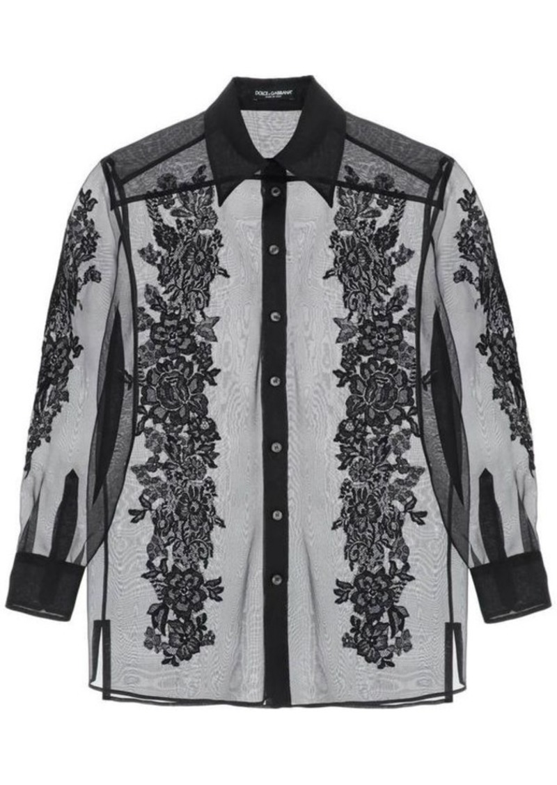 Dolce & gabbana organza shirt with lace inserts