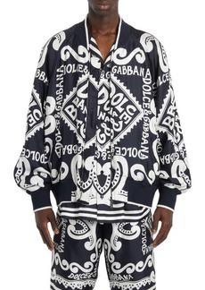 Dolce & Gabbana Oversize Marina Print Silk Twill Bomber Jacket