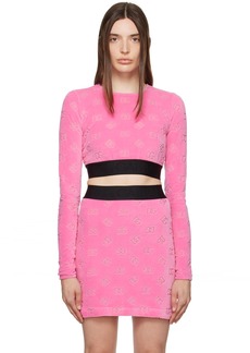 Dolce & Gabbana Pink Flocked Long Sleeve T-Shirt