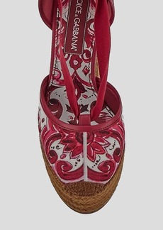 Dolce & Gabbana Printed Brocade Fabric Wedge Sandals