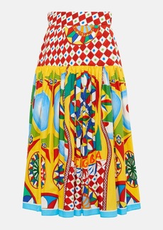 Dolce & Gabbana Printed pleated cotton midi skirt