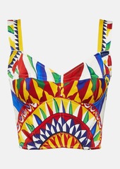 Dolce & Gabbana Printed silk-blend bustier top