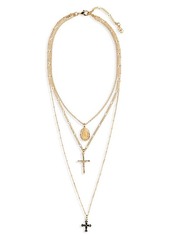 Dolce & Gabbana Rosary Cross Layered Pendant Necklace