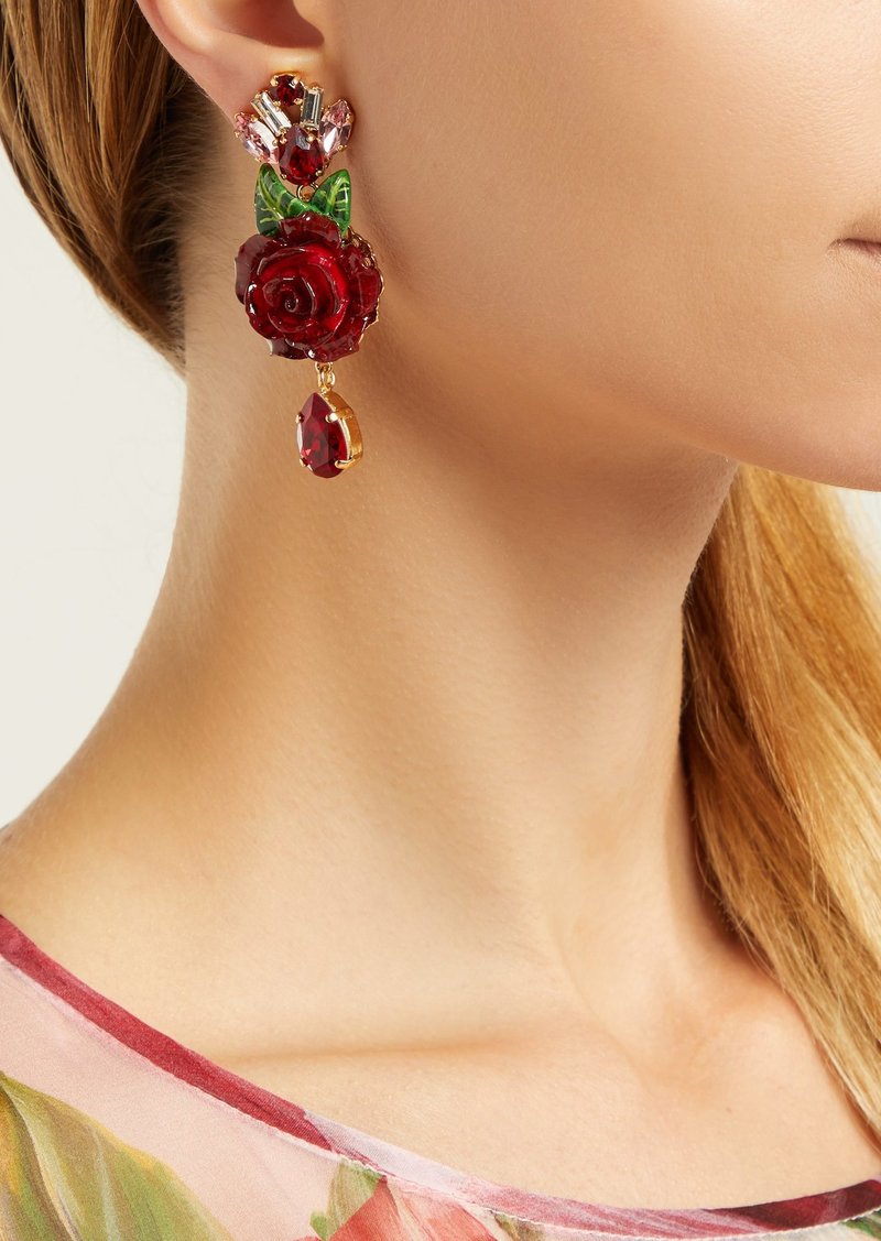 Dolce & Gabbana Dolce & Gabbana Rose and crystal-drop earrings | Jewelry