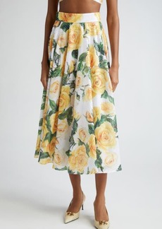 Dolce & Gabbana Rose Print Sequin A-Line Skirt
