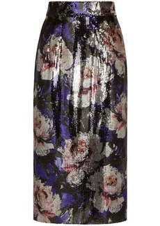 DOLCE & GABBANA SEQUIN FLORAL SKIRT CLOTHING