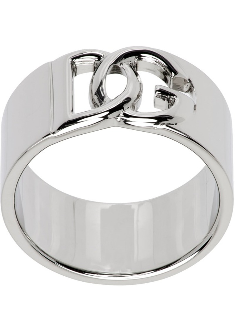 Dolce & Gabbana Silver 'DG' Logo Cutout Ring