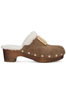 DOLCE & GABBANA Suede and faux fur clog