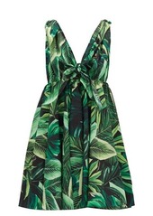 Dolce & Gabbana Tie-strap jungle-print cotton mini dress