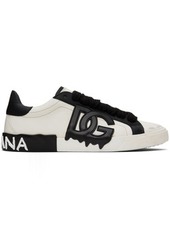 Dolce & Gabbana White & Black Portofino Vintage Sneakers