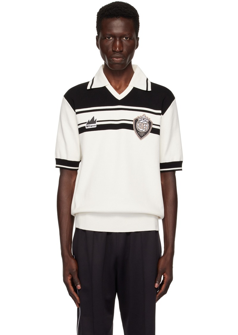 Dolce & Gabbana White & Black Striped Polo