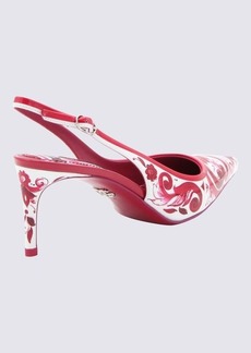 DOLCE & GABBANA WHITE AND DARK RED LEATHER MAJOLICA PUMPS