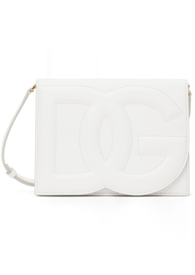 Dolce & Gabbana White Calfskin 'DG' Logo Crossbody Bag