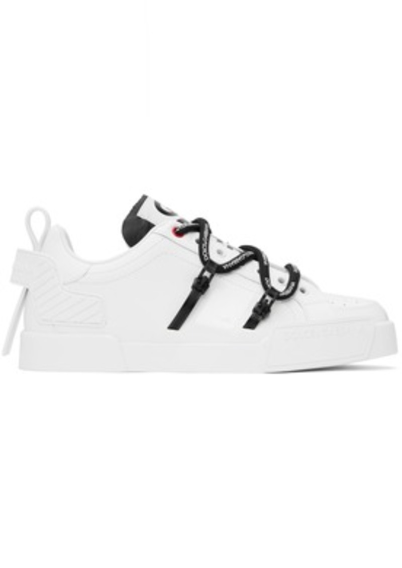 Dolce & Gabbana White Portofino Calfskin Patent Sneakers
