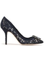 Dolce & Gabbana Woman Bellucci Crystal-embellished Corded Lace Pumps Midnight Blue