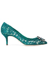 Dolce & Gabbana Woman Bellucci Crystal-embellished Corded Lace Pumps Green