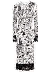 Dolce & Gabbana - Crochet-trimmed printed crepe midi dress - White - IT 36
