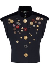Dolce & Gabbana Woman Cropped Button-embellished Wool-blend Canvas Vest Black