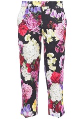 Dolce & Gabbana Woman Cropped Cotton-blend Floral-jacquard Slim-leg Pants Black