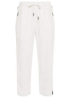 Dolce & Gabbana - Cropped monogram-trimmed crepe straight-leg pants - White - IT 46