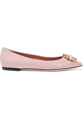 Dolce & Gabbana Woman Crystal-embellished Patent-leather Point-toe Flats Baby Pink
