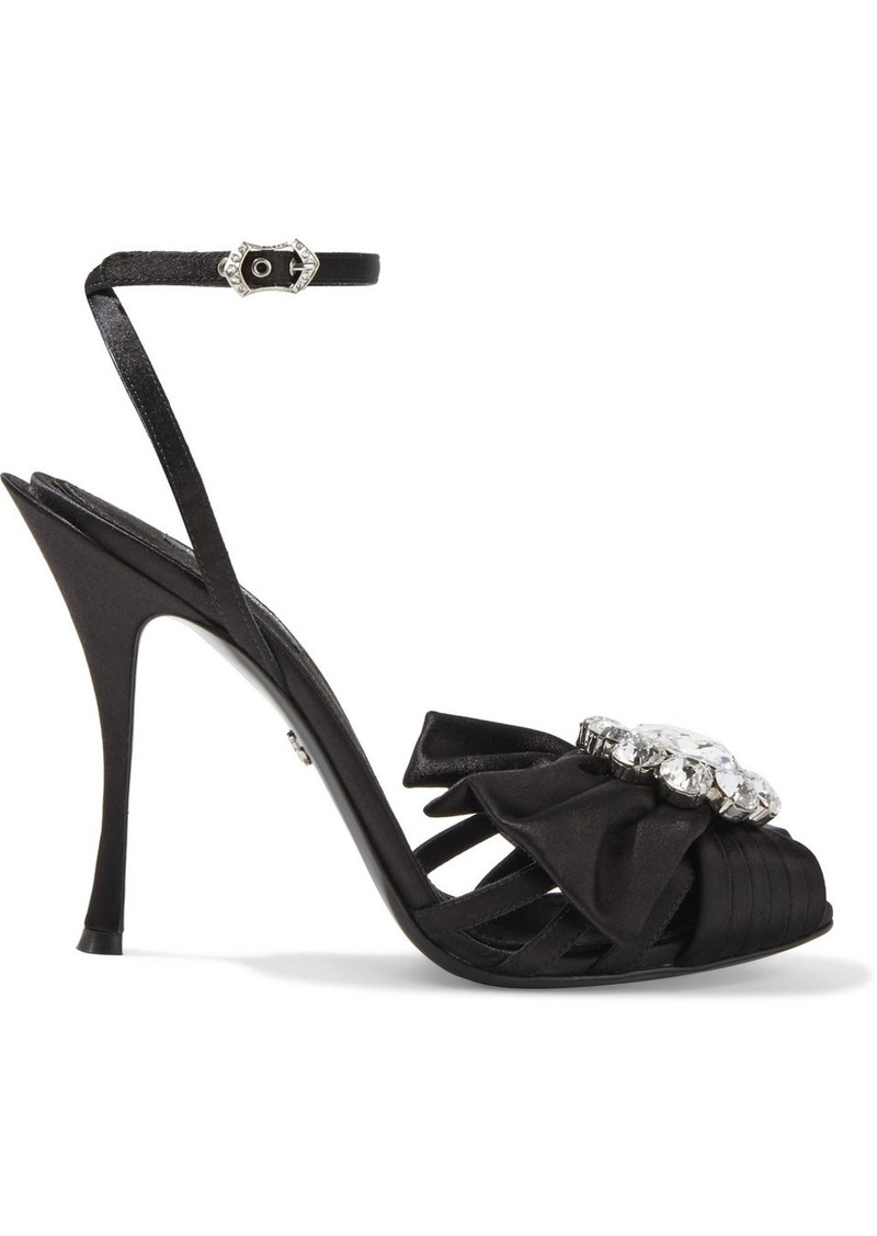 Dolce & Gabbana - Bette 110 crystal-embellished satin sandals - Black - EU 36