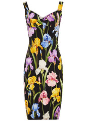Dolce & Gabbana Woman Floral-print Silk-blend Crepe And Ponte Dress Black